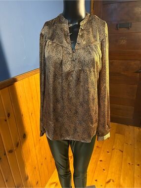 Women's Brown Printed Long-Sleeve Blouse